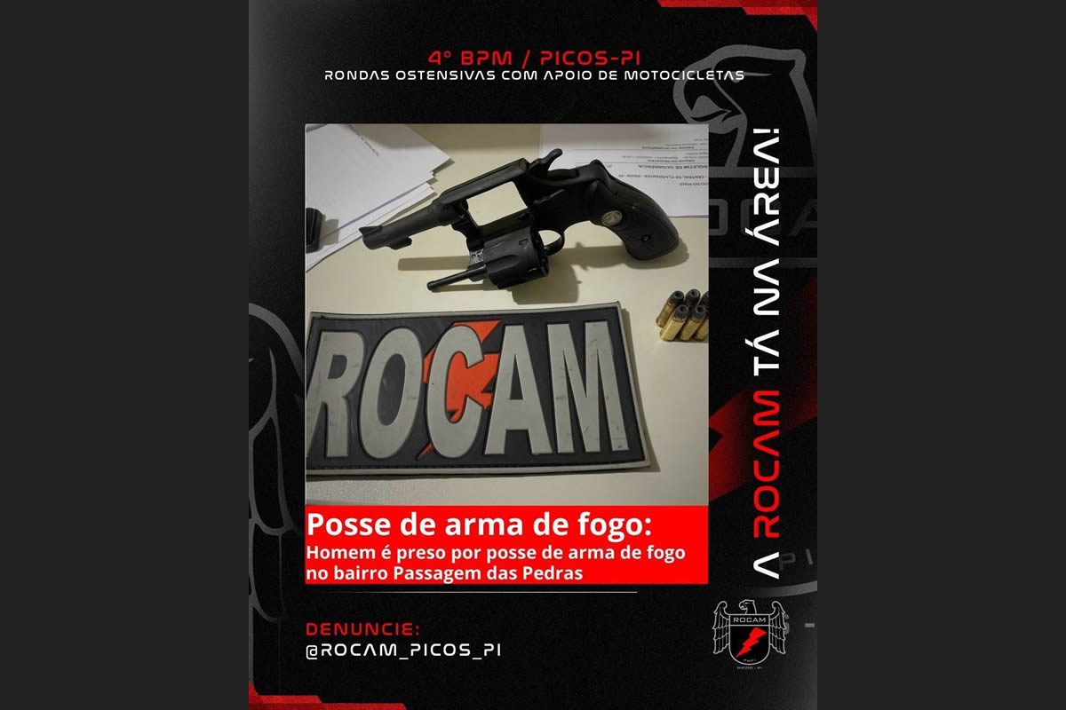 homem foi preso por posse de arma de fogo no bairro Passagem das Pedras. - Foto: PMPI
